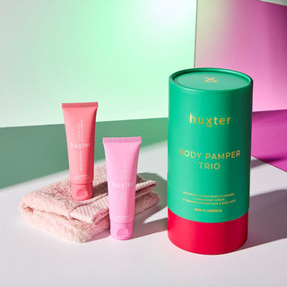 Body Pamper Trio | Emerald Green with Bright Pink