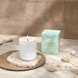 Candle Boxed - 290gm - Green - Lychee & Apple Blossom