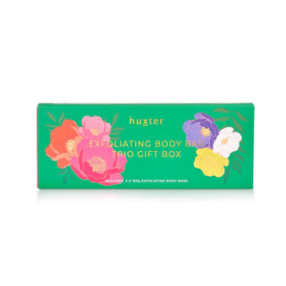 Huxter's Exfoliating Body Bar Trio Gift Box | Emerald with Mixed Florals Packaging