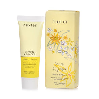 Huxter 50ml lemon & ginger hand cream in yellow florals