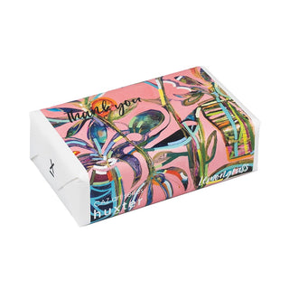Huxter Art Series Natural Lemongrass Soap wrapped with Caz art series 'Courtyard Crush' artwork