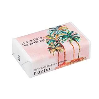 Huxter Art Series Natural Frangipani Soap wrapped with Bronte Goodieson 'Pink Palms' artwork