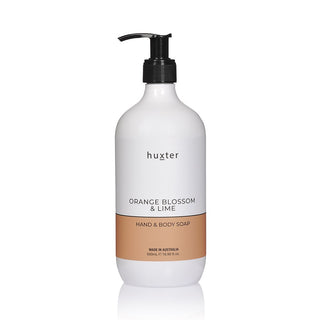 Huxter hand & body lotion in 500ml with orange blossom & lime