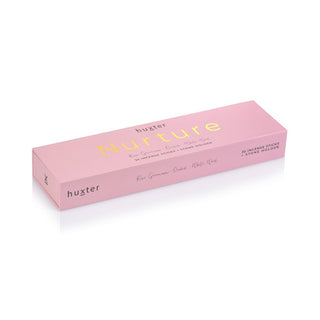 Huxter's 'nurture' pale pink 35 pack incense sticks with rose geranium, orchid, and white wood box.