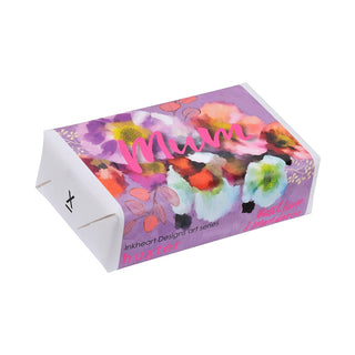 Huxter natural soap wrapped with Inkheart Designs art series 'Foss Flowers' - Mum ever cover