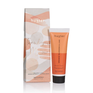 Huxter's 50ml duo hand cream in orange blossom and lime in 'Thank you Mum' Orange gift box. 