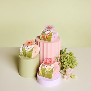 Body Cleansing Bar Gift Box - Pink Flower - White Florals & French Pear