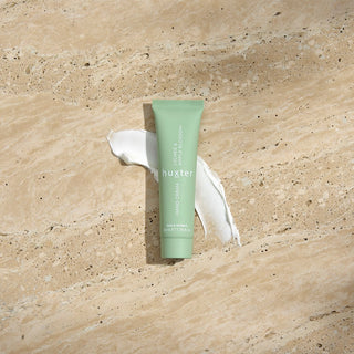 hand cream on bathroom counter - green- 35 ml - lychee and apple blossom - Huxter Australia