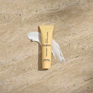 hand cream on bathroom counter - yellow - 35 ml - lily and cotton flower - Huxter Australia