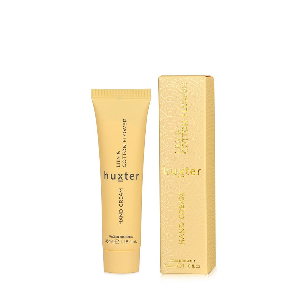 hand cream - yellow - 35 ml - lily and cotton flower - Huxter Australia