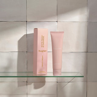 hand cream in bathroom shelf - pink - 100 ml - white peony and cashmere - Huxter Australia