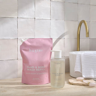 1Ltr Hand & Body Wash Refill Pouches - White Peony & Cashmere (Pink)