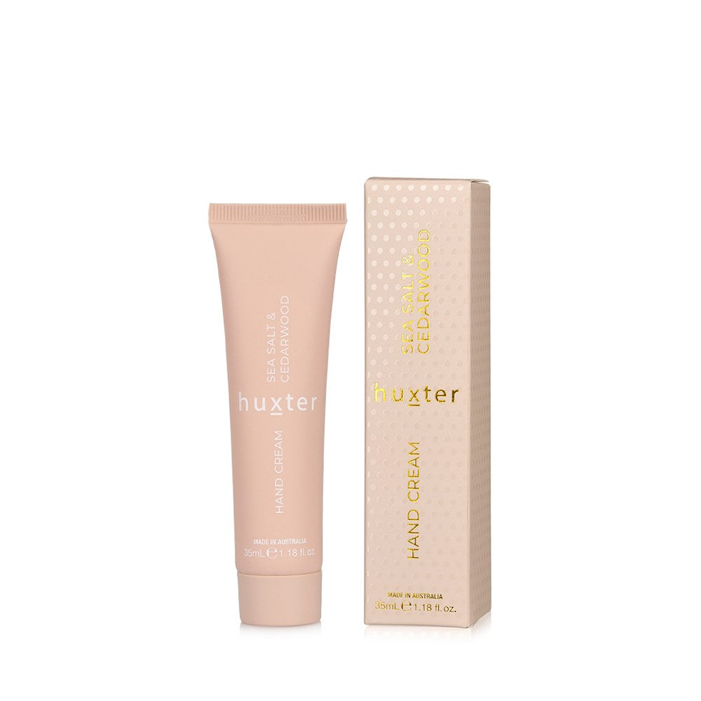 hand cream - neutral beige - 35 ml -seasalt and cedarwood - Huxter Australia