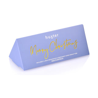 Huxter's Hand Cream 35ml in 'Merry Christmas' Mini Triangle Bon Bon Sky Blue scented with Cedarwood & Bergamot.