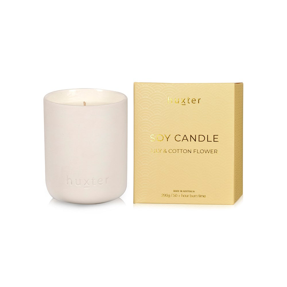 Candle Boxed - 290gm - Yellow - Lily & Cotton Flower