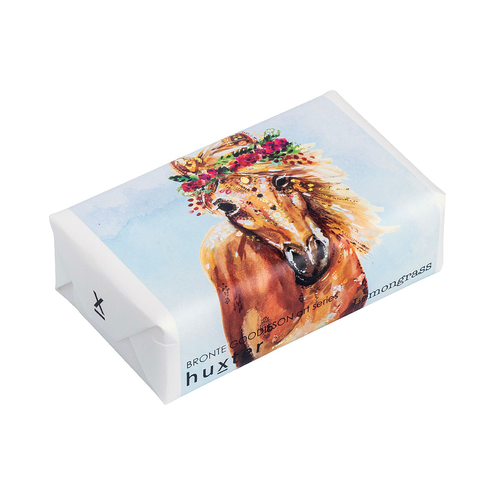 Huxter Art Series Natural Lemongrass Soap wrapped with Bronte Goodieson 'Horse' painting 