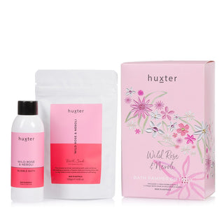 Huxter bath pamper gift box with florals with inclusions bubble bath and bath soak in pink 