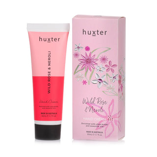 Huxter 50ml wild rose & neroli hand cream in pink florals