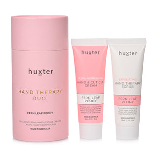 Huxter's hand therapy duo gift set - hand cuticle cream & scrub 50ml each in Pale Pink canister