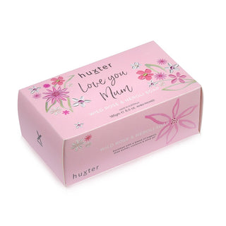 Huxter 185gm 'love you mum' natural soap with wild rose & neroli essential oils floral pastel pink box