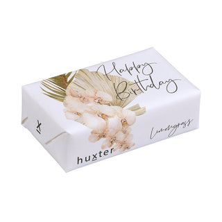 Huxter's Natural Lemongrass soap wrapped in 'Orchids & Leaves' cover.