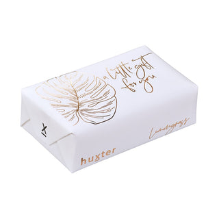 Huxter's Natural Lemongrass soap wrapped in 'Leaf - A little gift for you' with Rose Gold Foil cover.