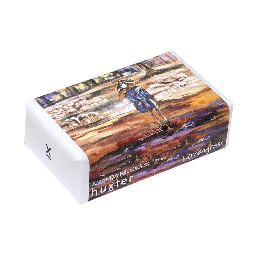 Huxter Art Series Natural Soap wrapped with Amanda Brooks 'A Day's Work' painting 