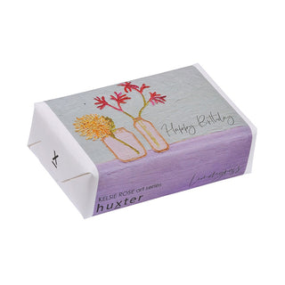 Huxter natural soap wrapped with Kelsie Rose art series 'Belly Laughs' - Happy Birthday cover