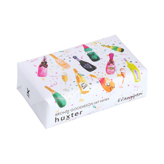 Huxter Art Series Natural Frangipani Soap wrapped with Bronte Goodieson 'Champagne Pattern' artwork