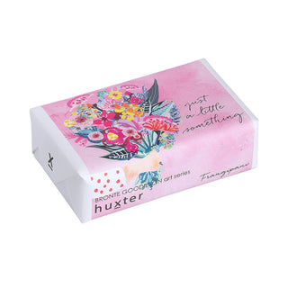 Huxter Art Series Natural Frangipani Soap wrapped with Bronte Goodieson 'Pink Bunch' artwork