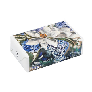 Huxter Art Series Natural Frangipani Soap wrapped with Amanda Brooks 'Magnolia Grandiflora' artwork