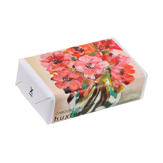 Huxter natural soap wrapped with Carolyne Hallum art series 'Poppy Love' cover.