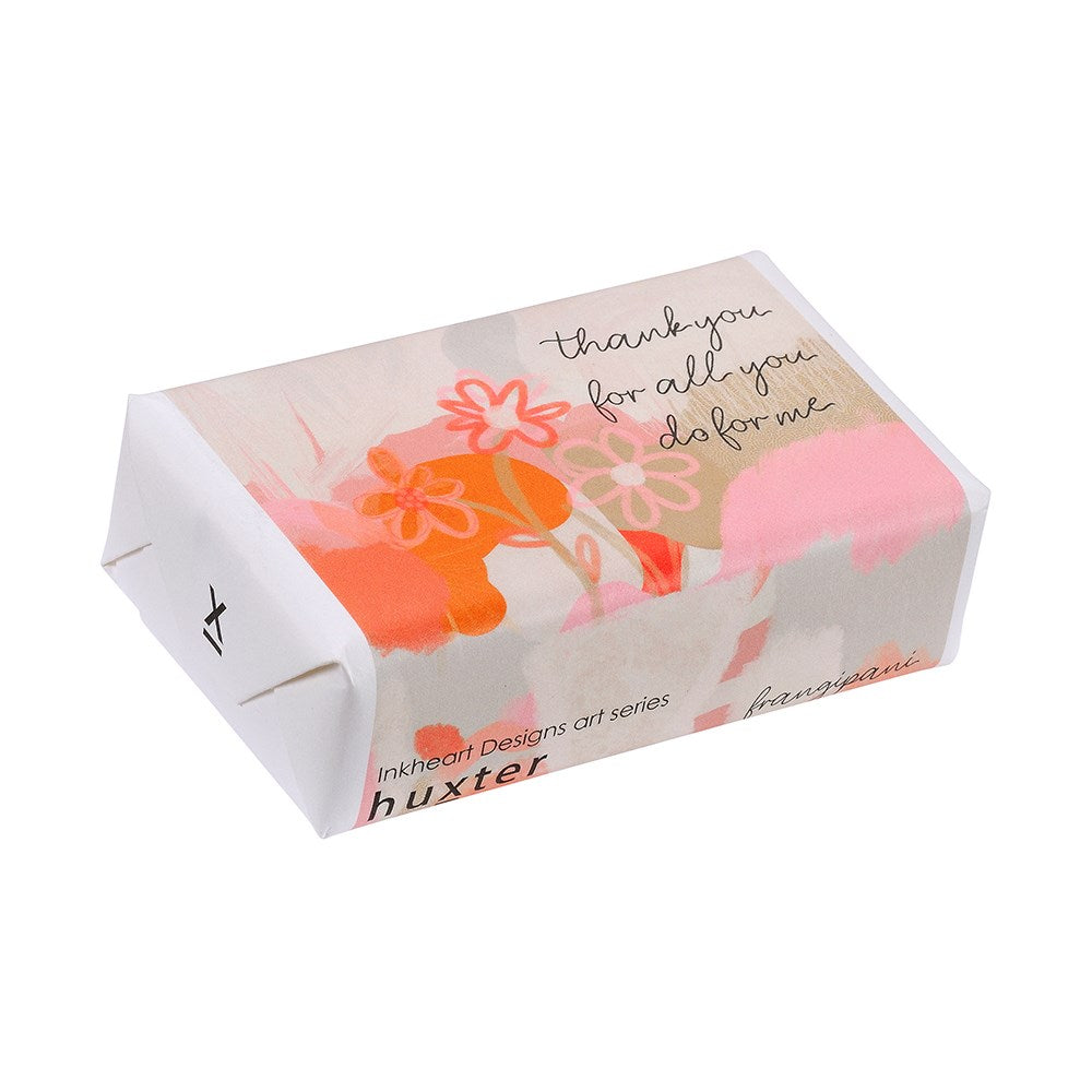 Huxter Art Series Natural Soap Frangipani wrapped with Inkheart Designs art series 'Basil vase' - Thank you for all you for me artwork