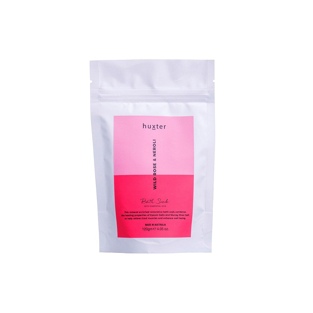 Huxter 120gm bath soak with wild rose & neroli in pink