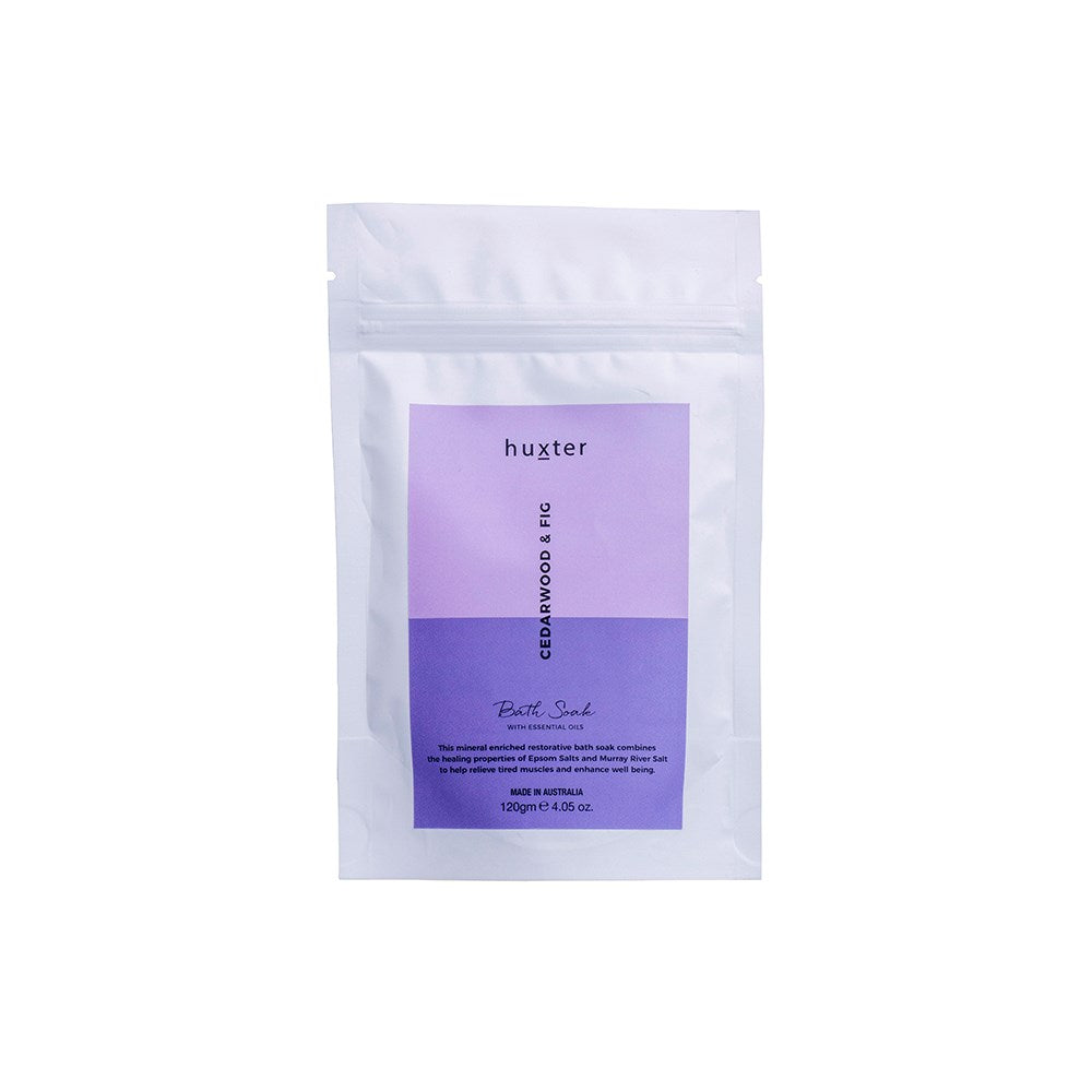 Huxter 120gm bath soak with cedarwood & fig in purple