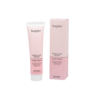 Huxter 100ml hand cream in pastel pink with fern leaf peony