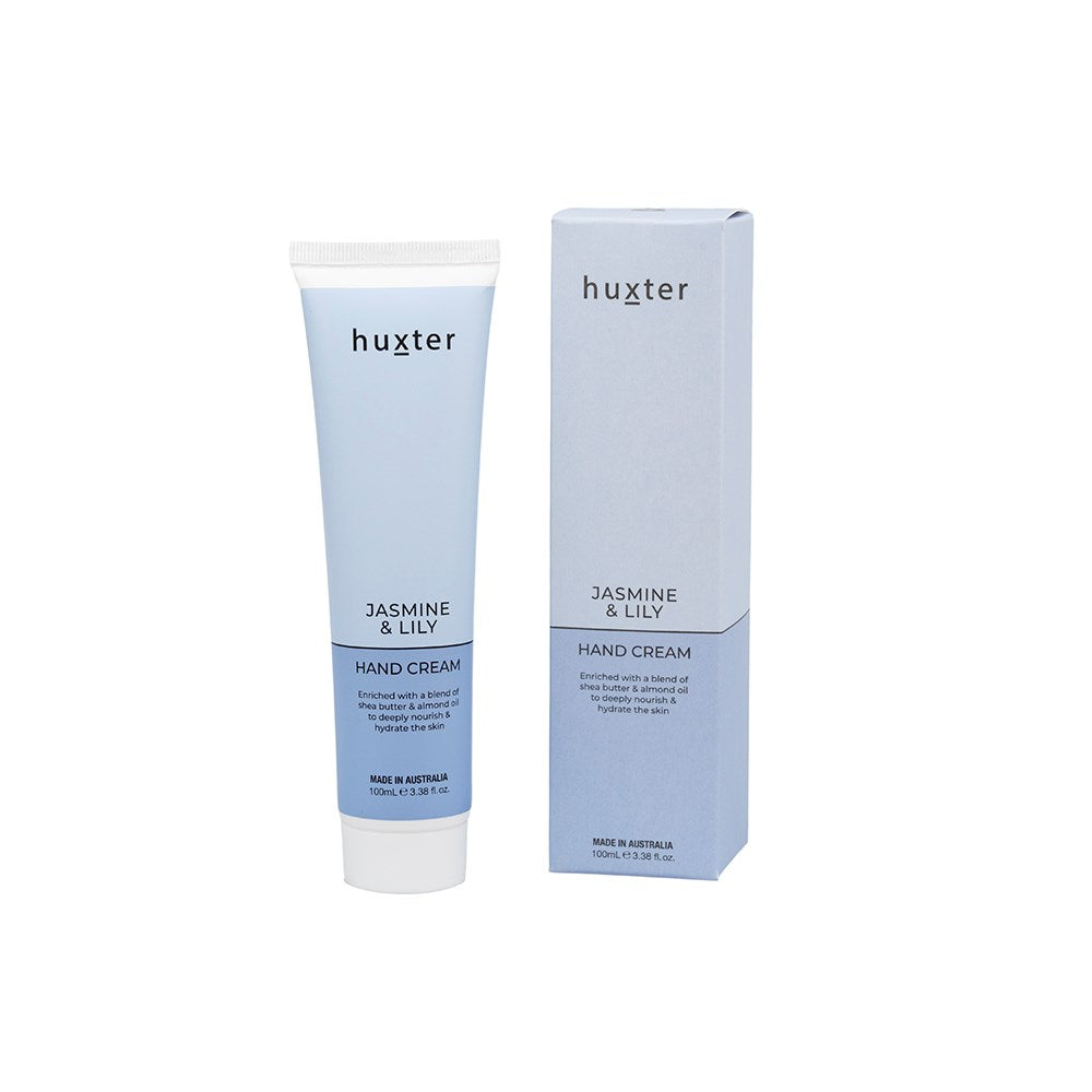 Huxter 100ml hand cream in pastel blue with jasmine & lily