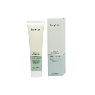Huxter 100ml hand cream in pastel green with green bamboo