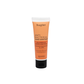 Huxter 50ml anti-bacterial hand sanitiser in orange duo with orange blossom & lime..  