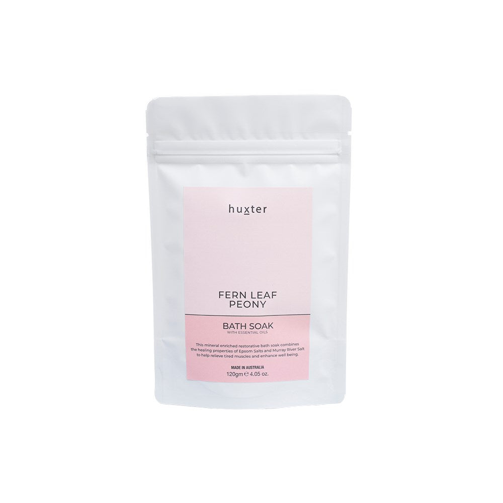Huxter 120gm bath soak with fern leaf peony in pastel pink