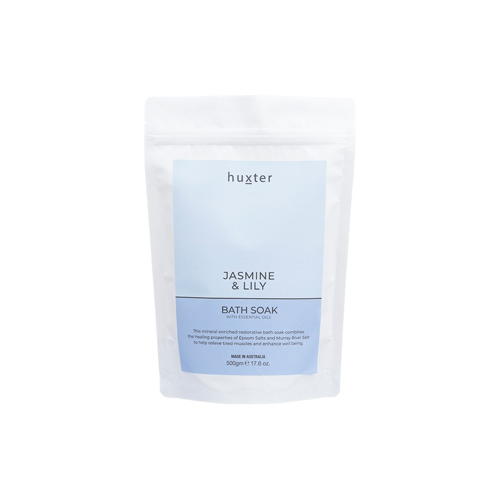Huxter 500gm bath soak with jasmine & lily in pastel blue