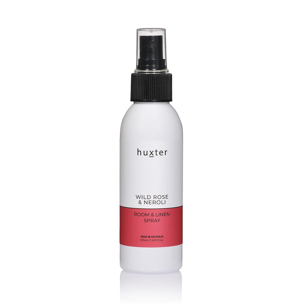 Huxter's 125ml Wild Rose & Neroli Room & Linen Spray in Pink bottle