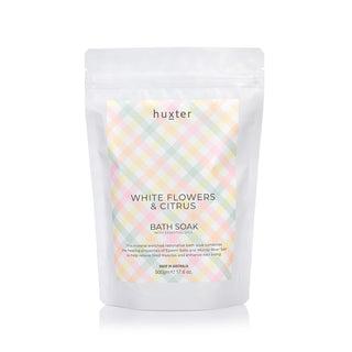 Huxter Pastel Checks bath soak with white flower & citrus at 500gm with Mother's Day theme design