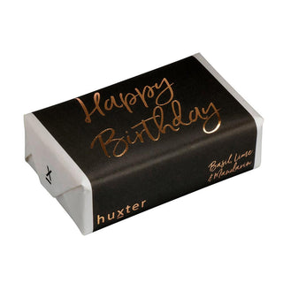 Huxter's natural soap wrapped in 'Happy Birthday' with Grey Rose Gold Foil cover.