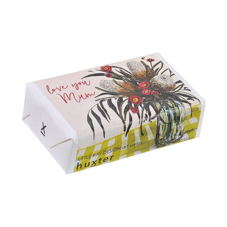 Huxter natural soap wrapped with Little Ray Design art series 'Spring Break' - Love you Mum cover