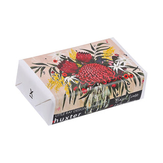 Huxter natural soap wrapped with Little Ray Designs art series 'Tunes in the afternoon' cover