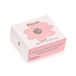 Huxter 50gm natural soap with white flower & citrus essential oils Pastel Pink Flower minibox