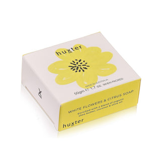 Huxter 50gm natural soap with white flower & citrus essential oils Pale Yellow Flower in minibox