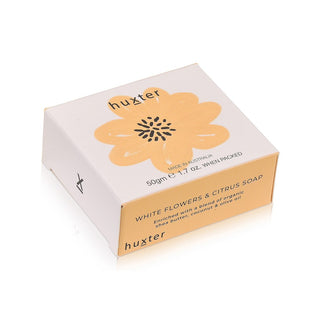 Huxter 50gm natural soap with white flower & citrus essential oils Pale Orange Flower in minibox