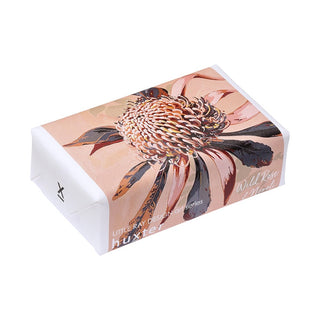 Huxter Art Series Natural Wild Rose & Neroli Soap wrapped with Little Ray Design 'Raw Blush' artwork
